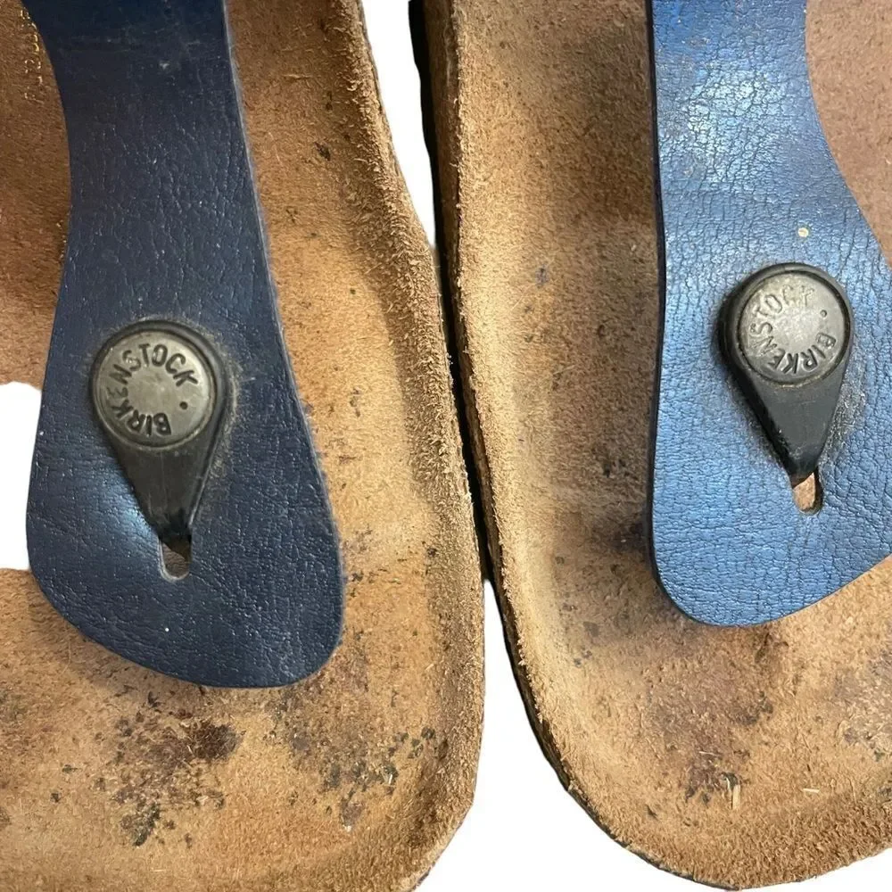 Birkenstocks Gizeh Birko-Flor Navy Blue Sandals